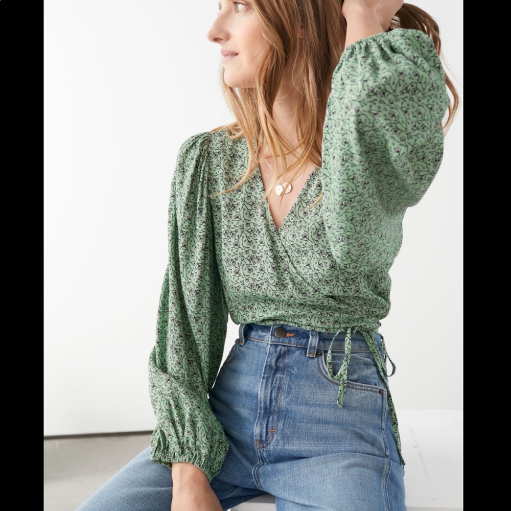 NWT & other stories puff sleeve wrap blouse